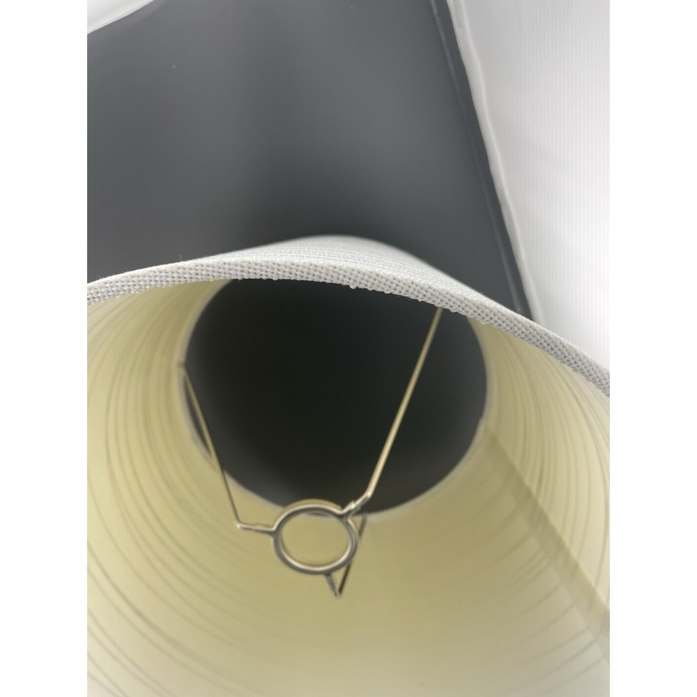 Fabric Lampshade‎ White Off White Silver Metallic Stripe Empire Tapered 9" X 12" - Picture 9 of 11